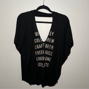 Express Black Graphic Cutout Back Tee Relaxed Fit Size M